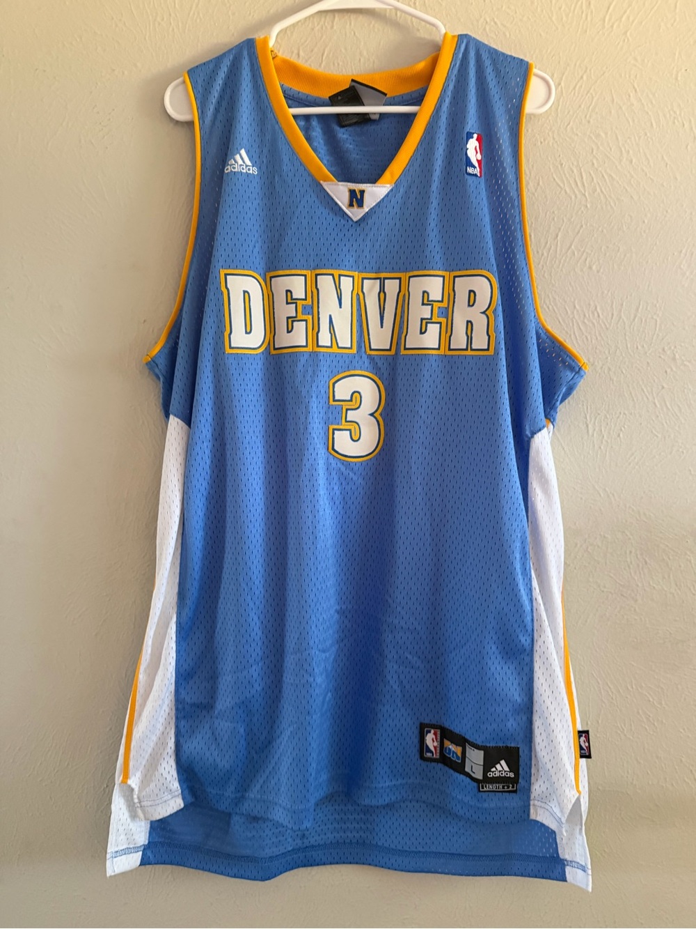 Original Adidas NBA Allen Iverson Denver Nuggets #3 jersey. Large length +2